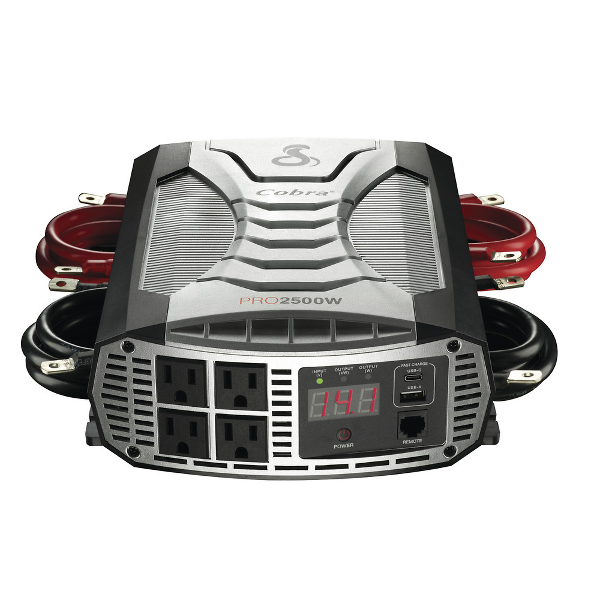 Cobra, 2500W Power Inverter, USB Ports (qty.) 2 AC Outlets (qty.) 4 Watts 2500 Model# CPI2500W